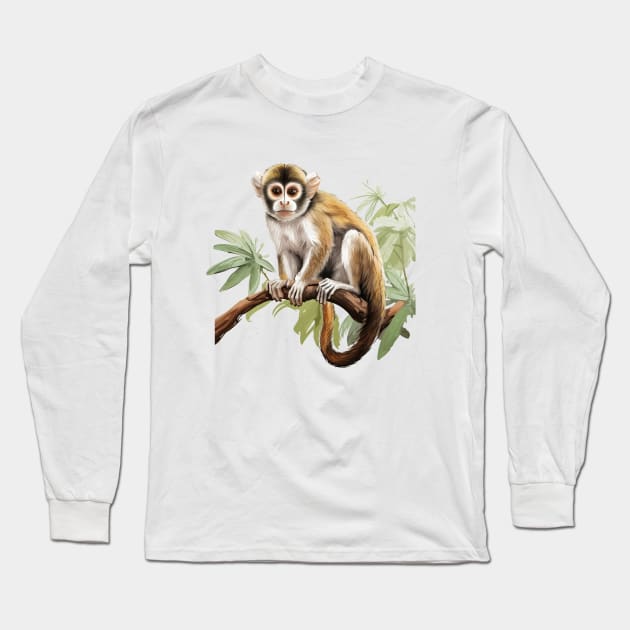 Squirrel Monkey Long Sleeve T-Shirt by zooleisurelife